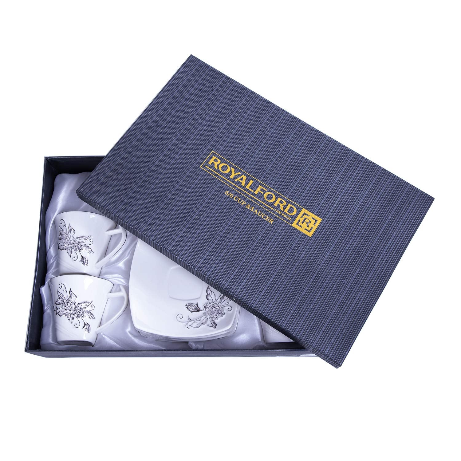 طقم أكواب وصحون من رويالفورد مكون من ١٢ قطعة، مثالي لتقديم الشاي أو القهوة بأناقة. مصنوع من خامات عالية الجودة، يوفر كل كوب وصحن متانة ولمسة نهائية ناعمة