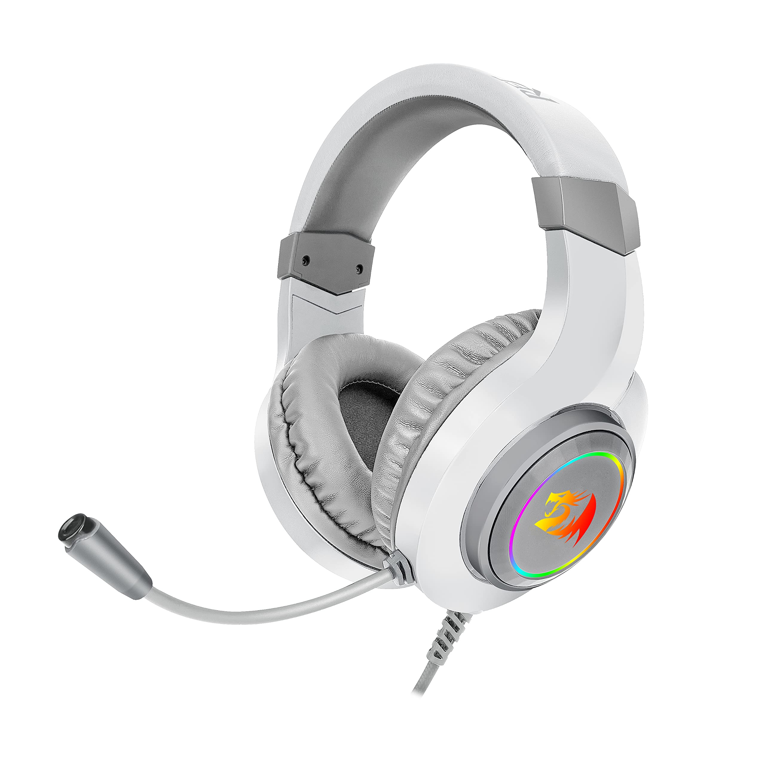 سماعة رأس ألعاب سلكية ريدراجون هيلاس RGB مع ميكروفون (H260، أبيض)