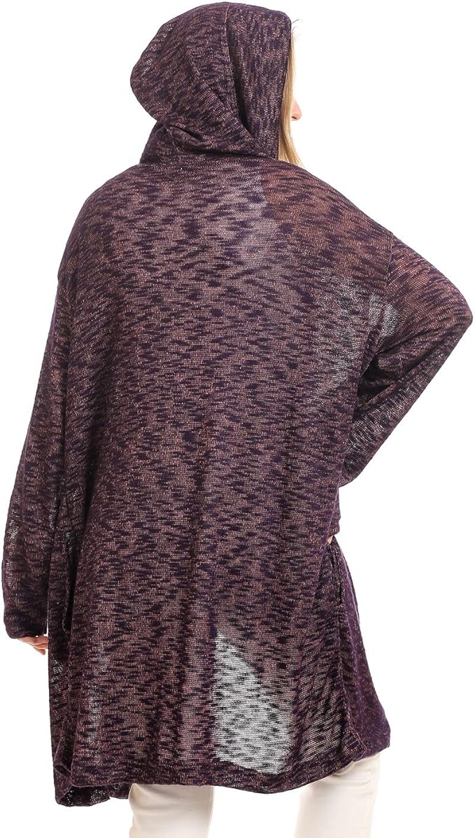 JAMILA Women’s Hooded Winter Cardigan Sweater – Open Neckline