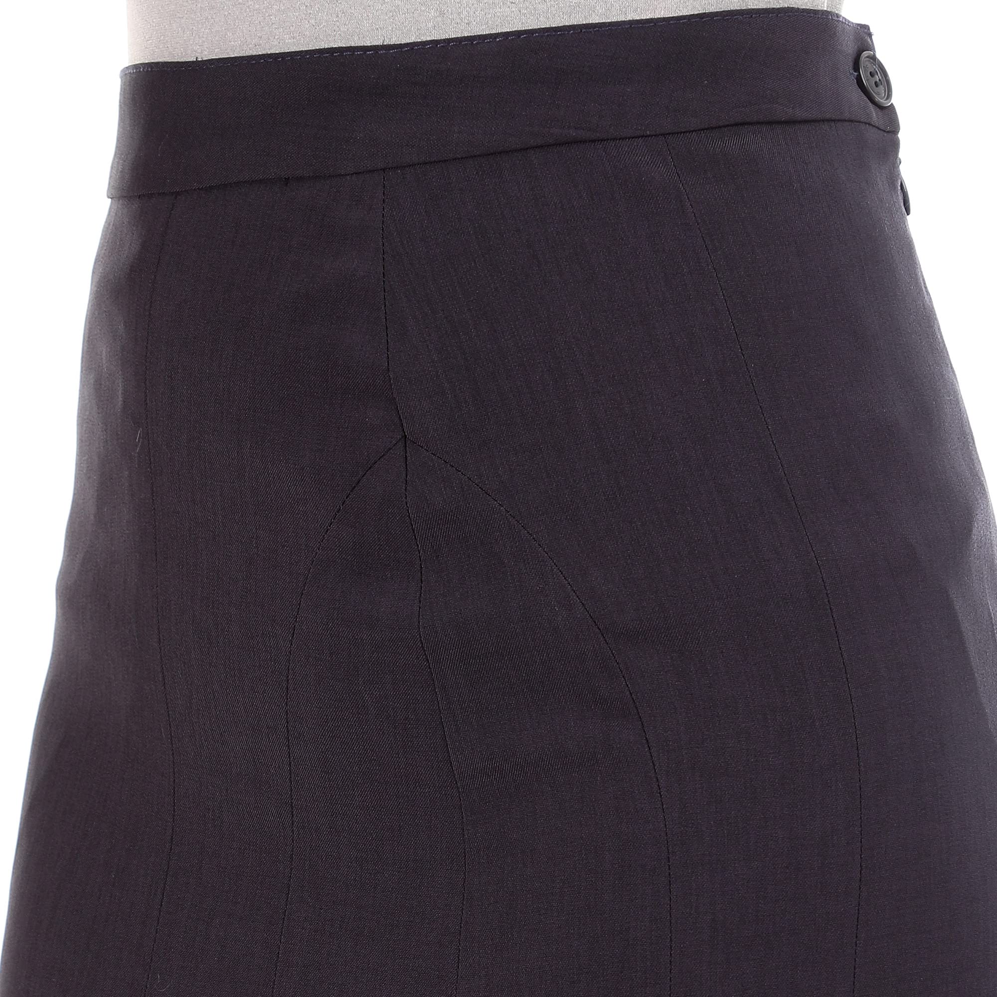 esla_Straight Fit Solid Maxi Skirt_Dark Blue