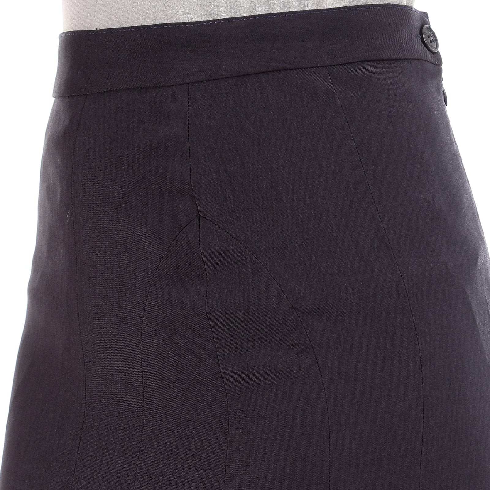 esla_Straight Fit Solid Maxi Skirt_Dark Blue