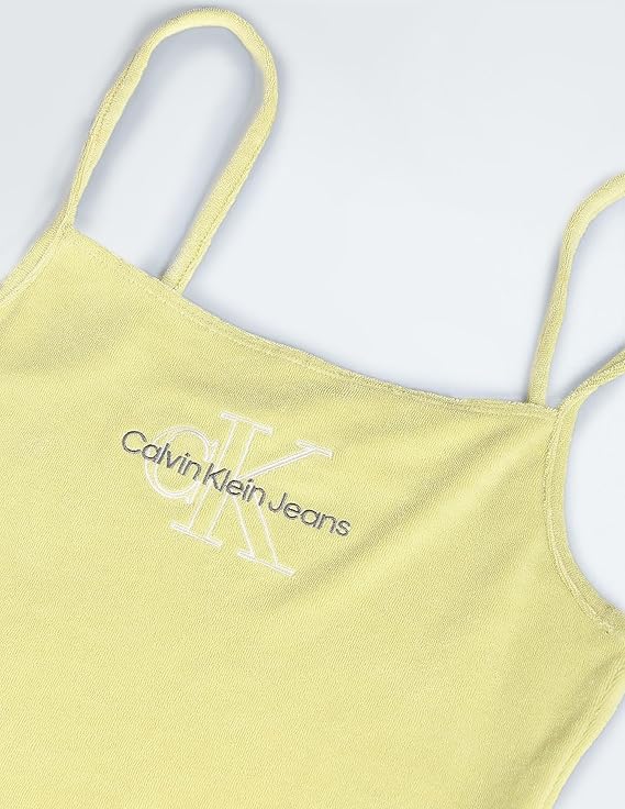 Calvin Klein Women Sleeveless Top Yellow Casual Tank