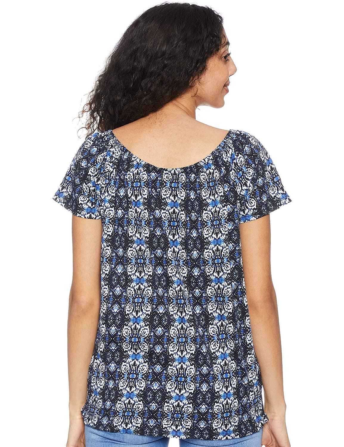Matalan Patterned Short Sleeves Round Neck Blouse for Women - Safqqa Egypt