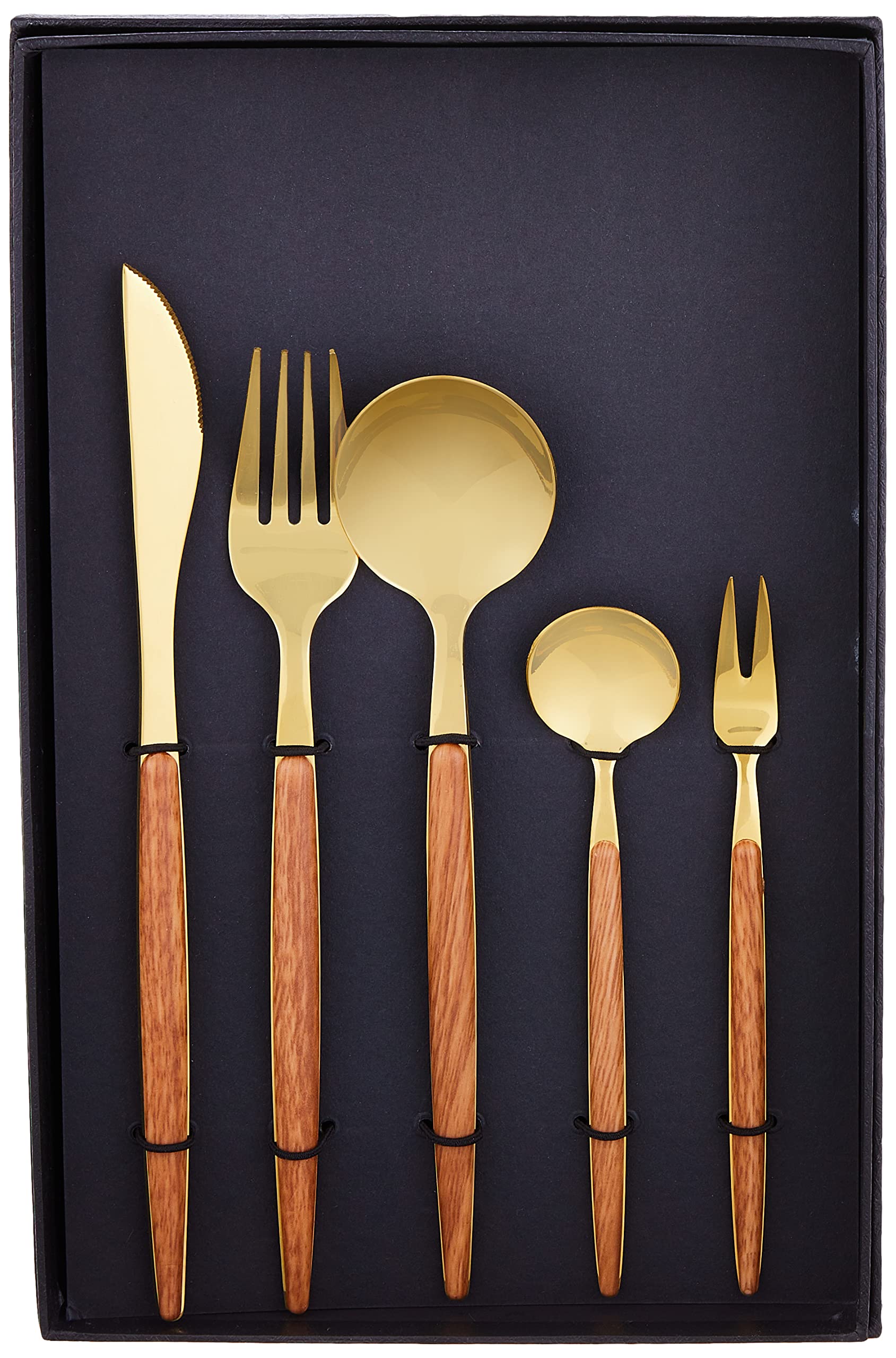 Fabulous 5 piece stainless steel travel set - gold