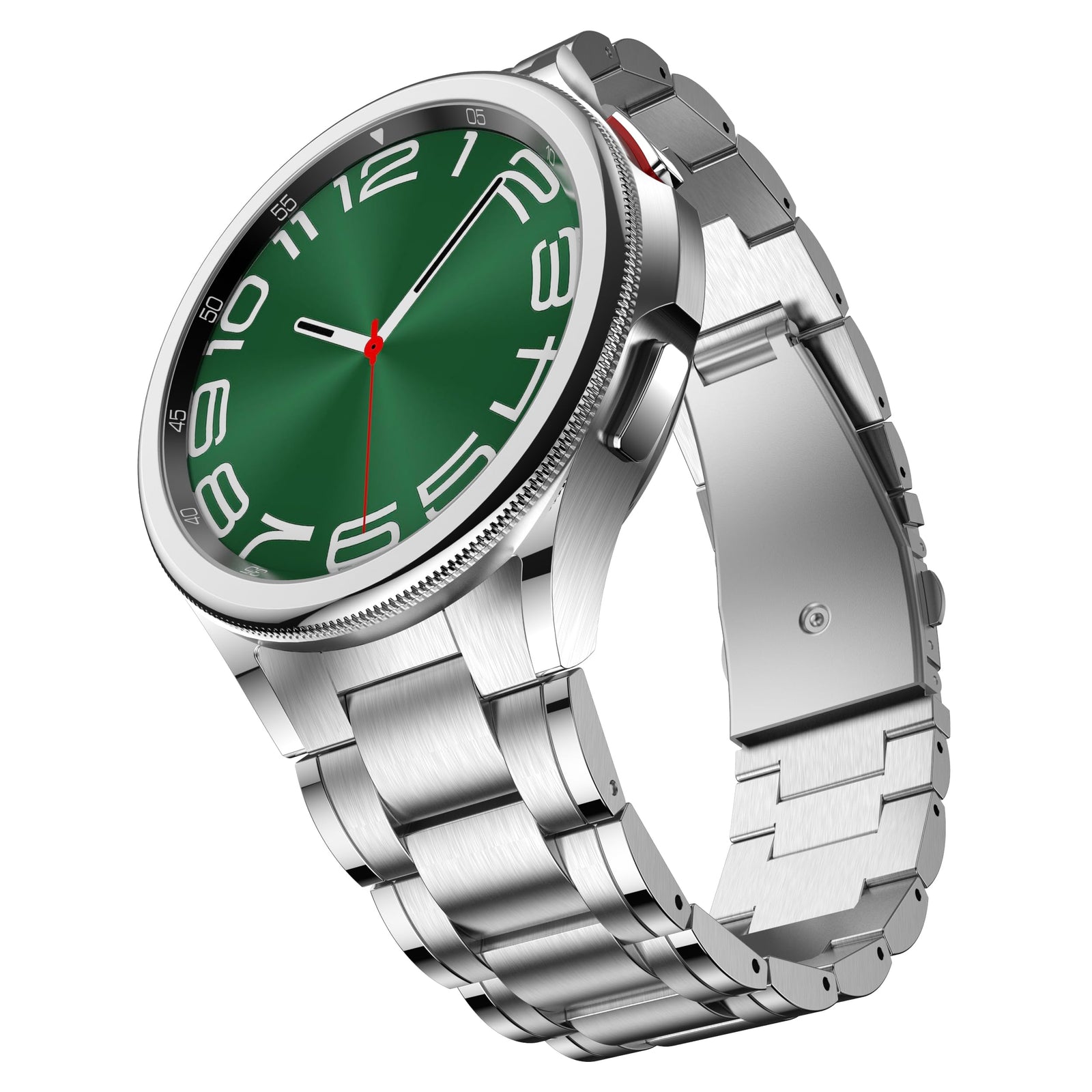 BAIHUIAM No Gap Metal Band for Samsung Galaxy Watch 6 Classic  – Men’s Solid Stainless Steel Business Replacement Strap
