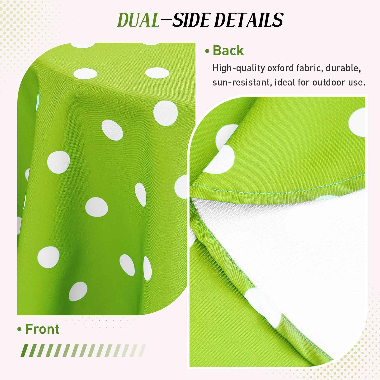 Poise3EHome 60 inches Outdoor/Indoor Waterproof Spillproof Round Tablecloth with Umbrella Hole Zipper for Camping Picnic Party Patio Table Spring, Green Polka Dot - Safqqa Egypt