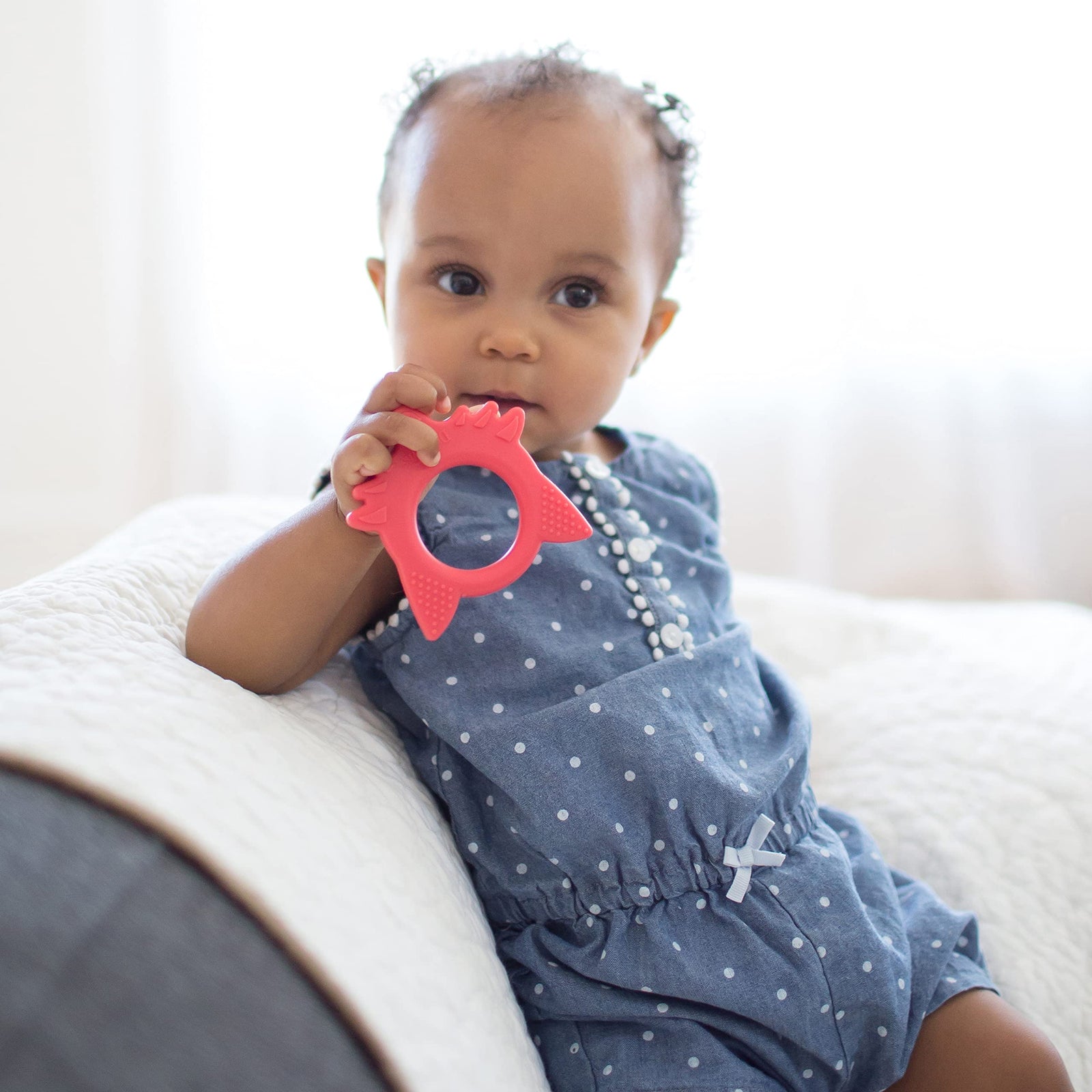 Dr. Brown's Flexees Friends Red  Fox, Soft 100% Silicone Baby Teether, BPA Free, 3m+