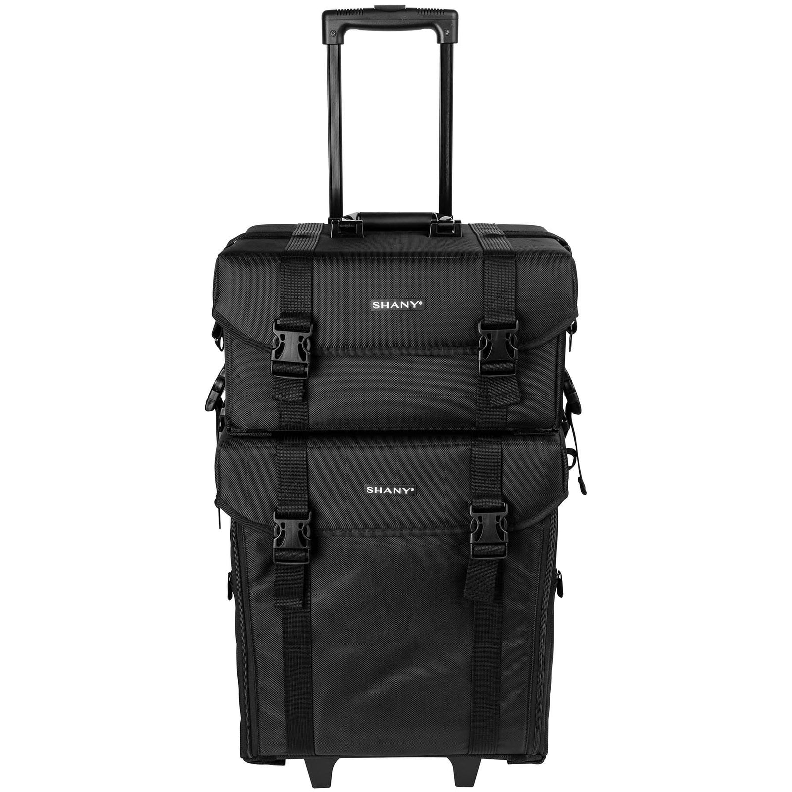 Shany Soft MakEUp Artist Rolling Trolley Cosmetic Case With Free Set Of Mesh Bags - Jet Black