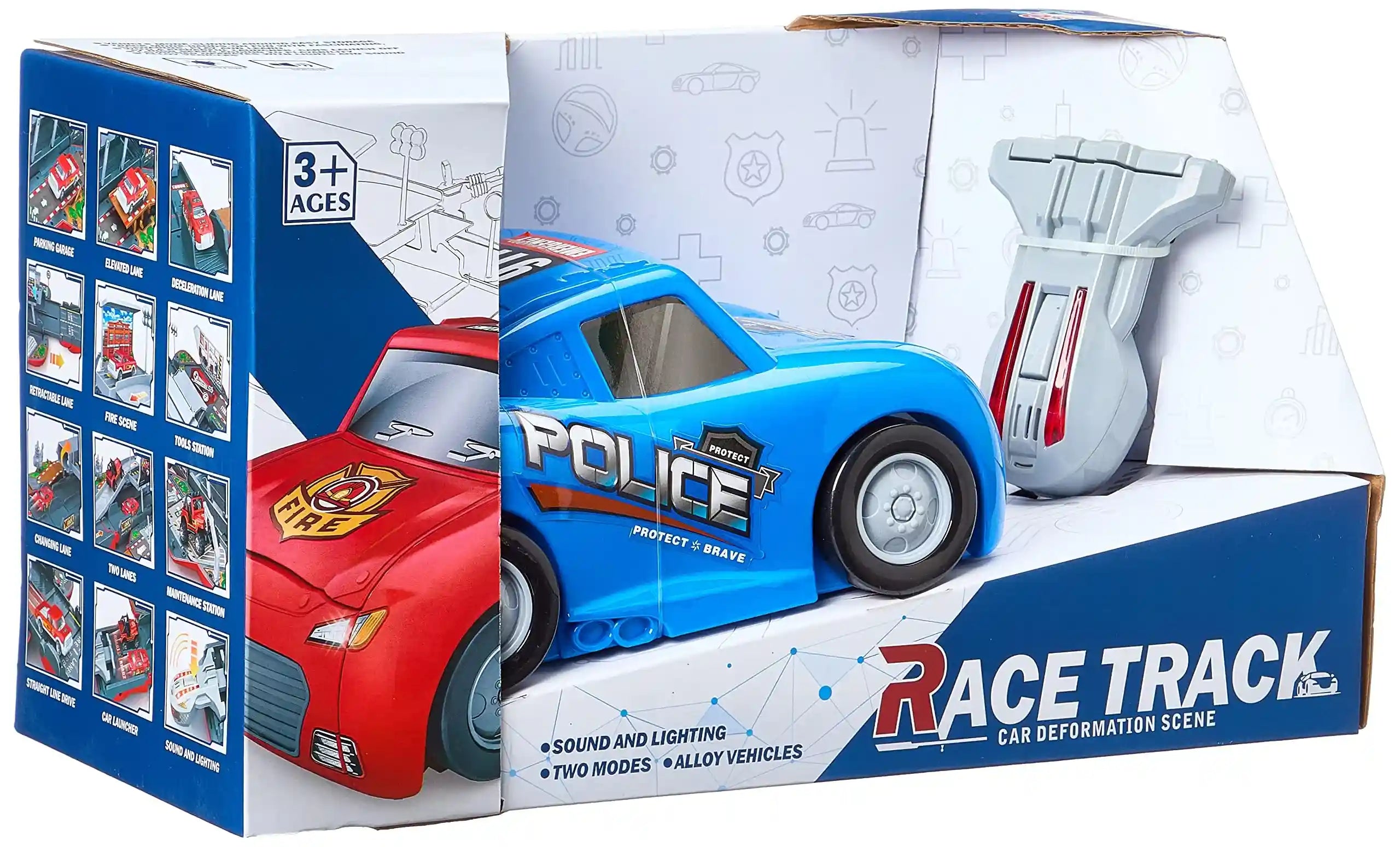 Police alloy light and music catapult battle track deformation car