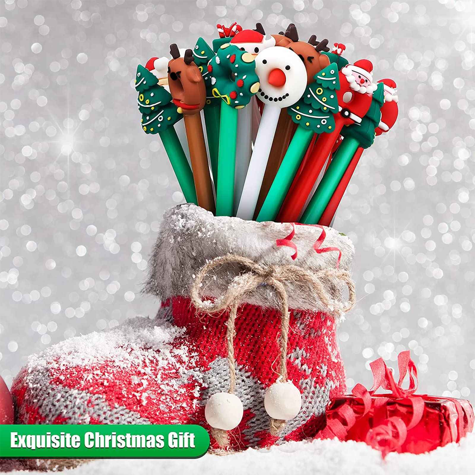 Zonon Christmas Gel Ink Pen Novelty Christmas Rollerball Pens Black Gel Ink Christmas Characters Sti - Safqqa Egypt
