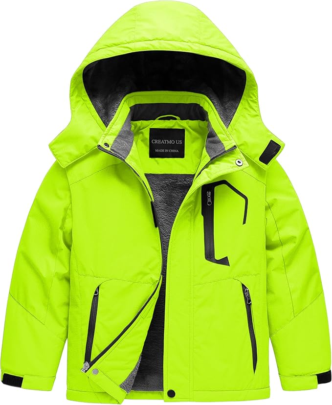 CREATMO Boys Waterproof Ski Jacket Warm Winter Lemon