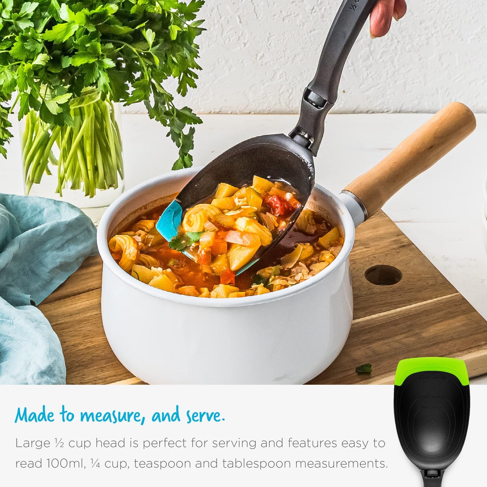 Dreamfarm Spadle – Non-Stick Cooking Spoon & Serving Ladle with Measurements