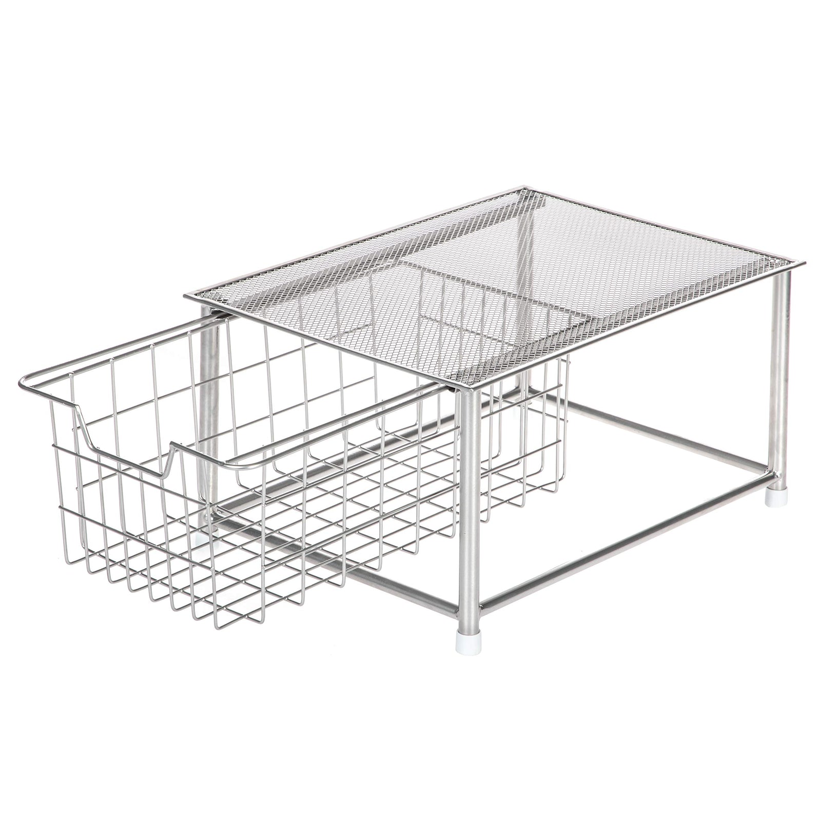 Home Zone Living Kitchen Sink Organizer – Sliding Basket, Inside Cabinet Storage