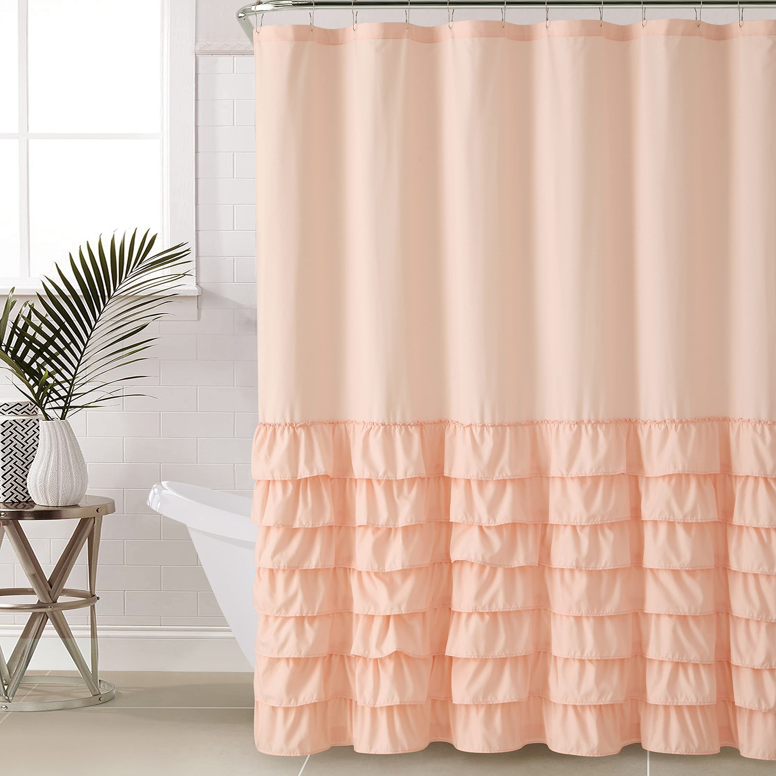 Melanie Ruffled Shower Curtain – Elegant & Water-Resistant Design-182cm *182cm – Safqqa Egypt