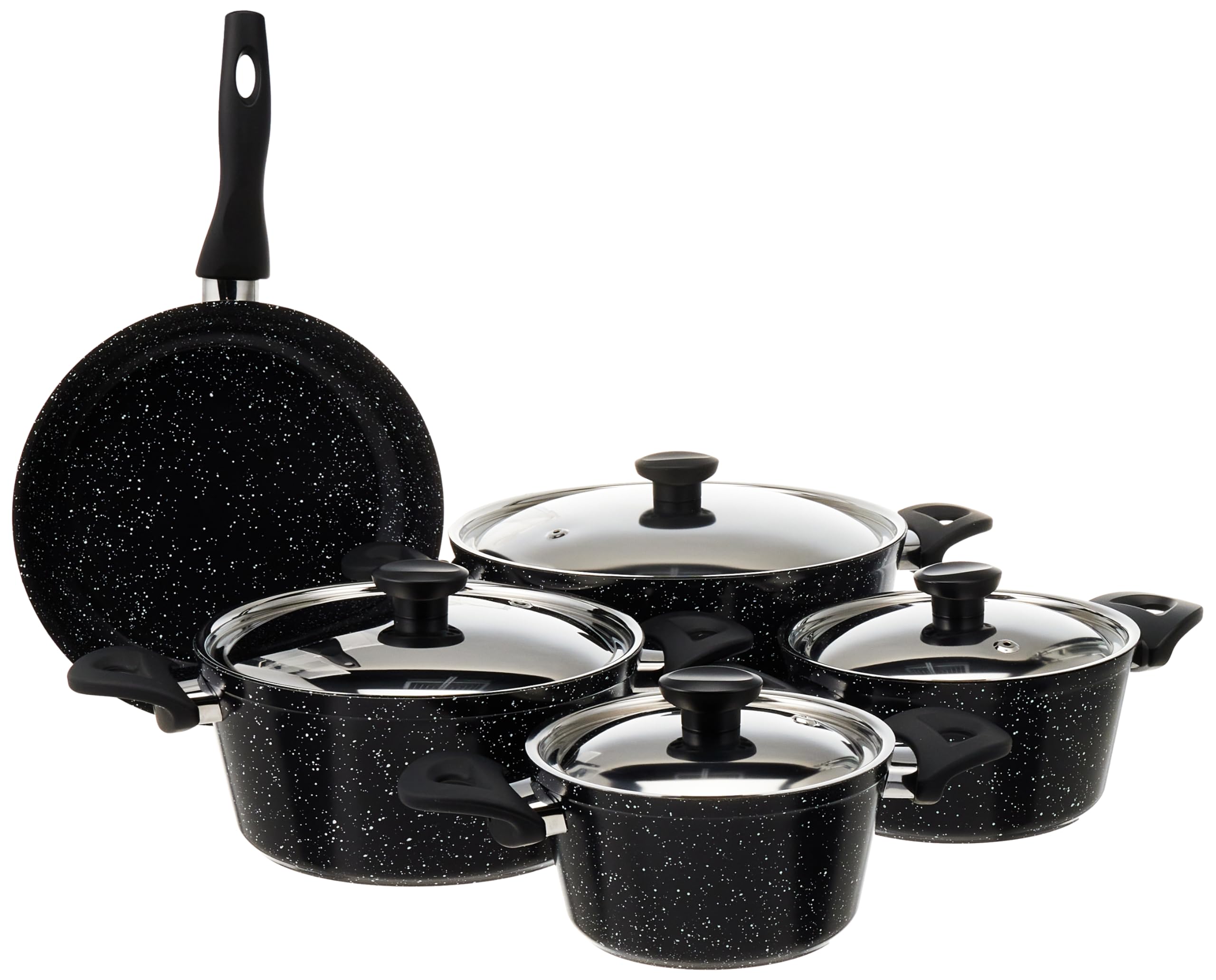Top Chef 9-Piece Granite Cookware Set – Durable Non-Stick Design (18/20/24/28 Pots + 26 cm Frying Pan)