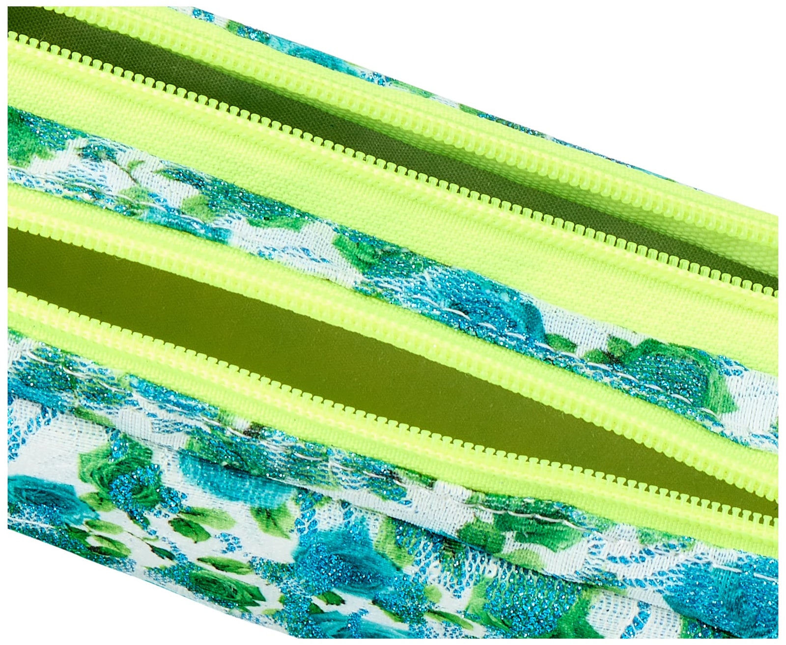 Floral Pattern Pencil Case with 2 Zippers