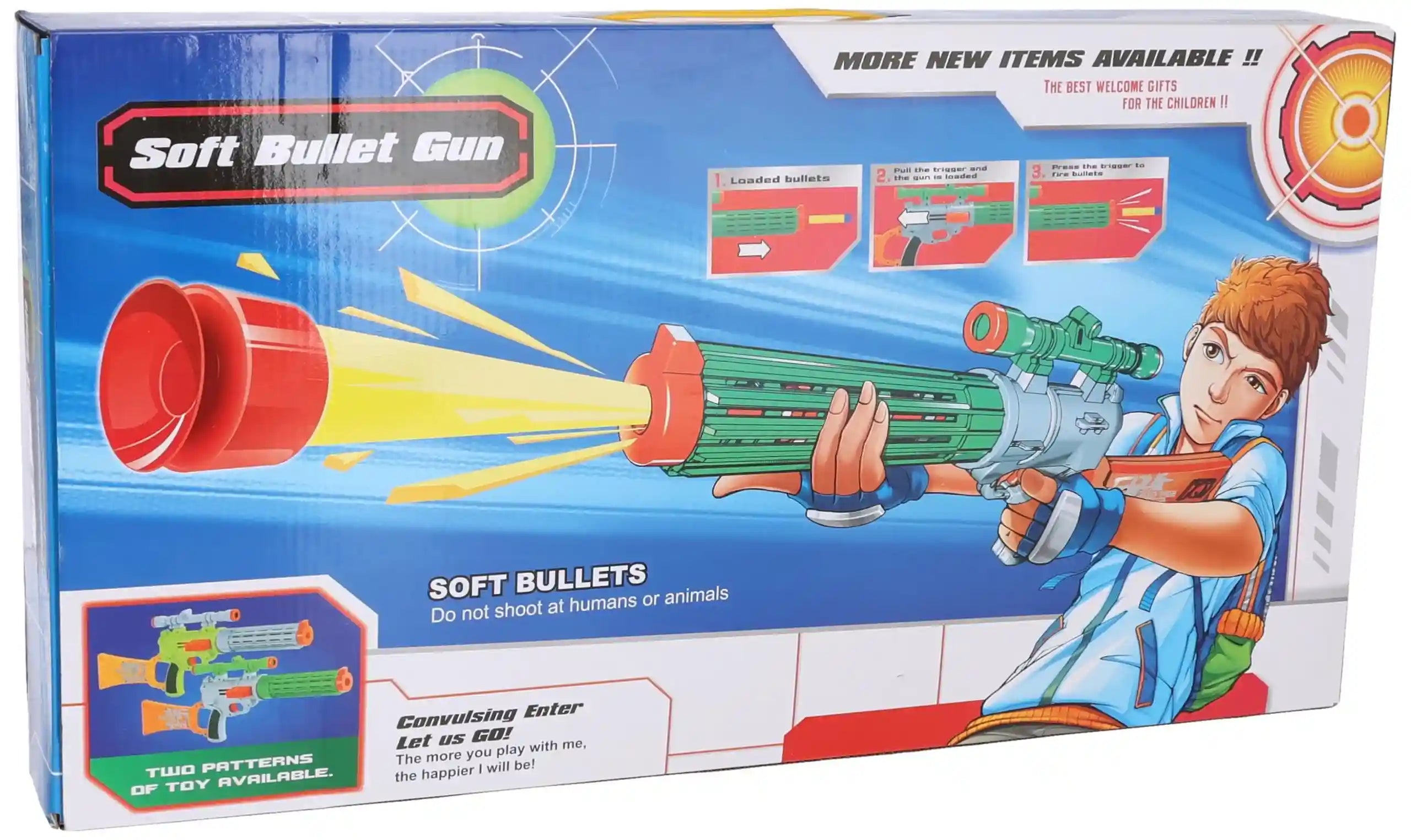 مسدس لعبة ممتع ومليئة بالإثارة للأطفال الذين يحبون اللعب الحركي. يحتوي الطقم على مسدس كبير يطلق سهام الفوم بأداء سلس، ونظارة حماية لزيادة الأمان أثناء اللعب