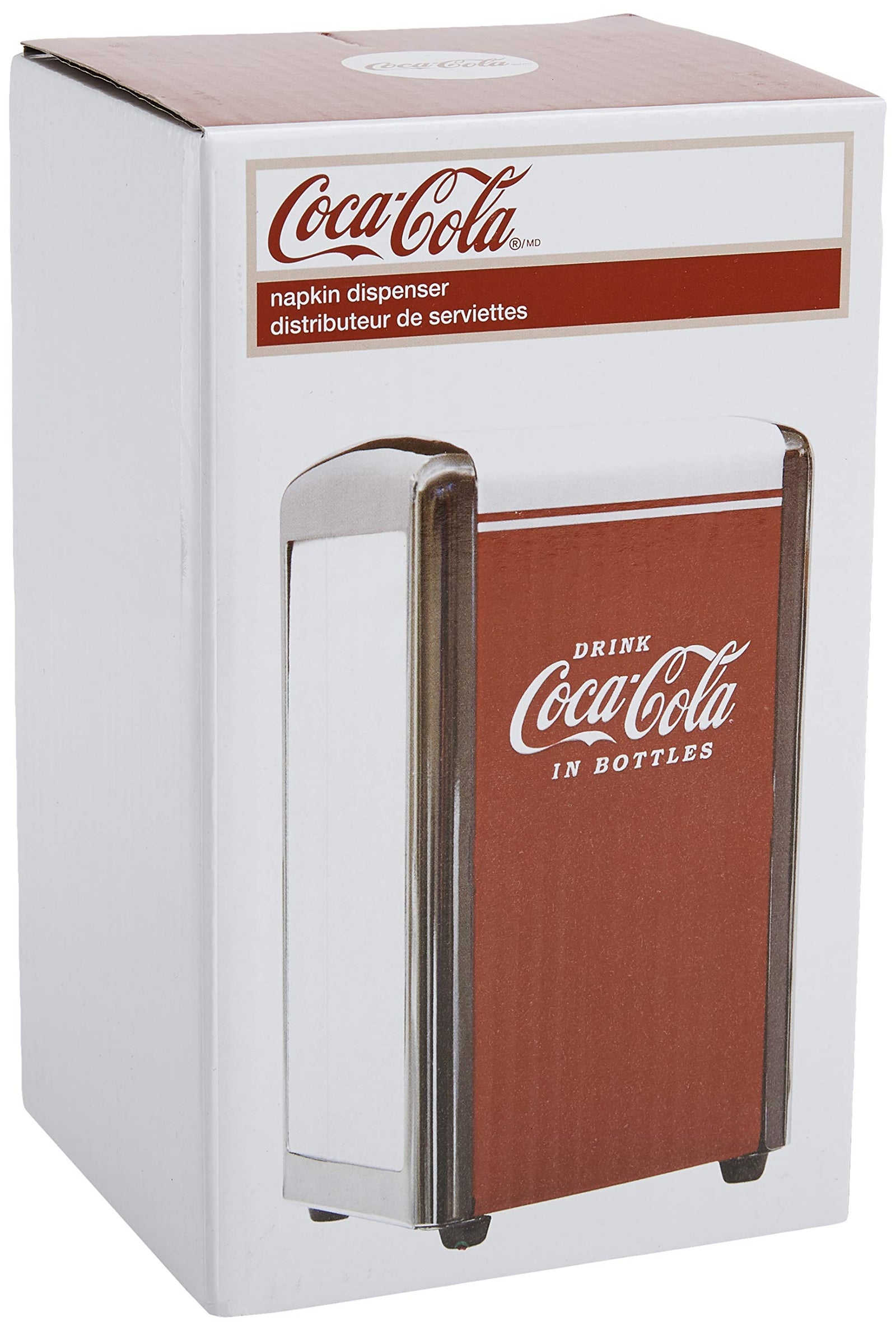 TableCraft Coca-Cola Salt and Pepper Shaker Set with Chrome Plated Metal Rack Small