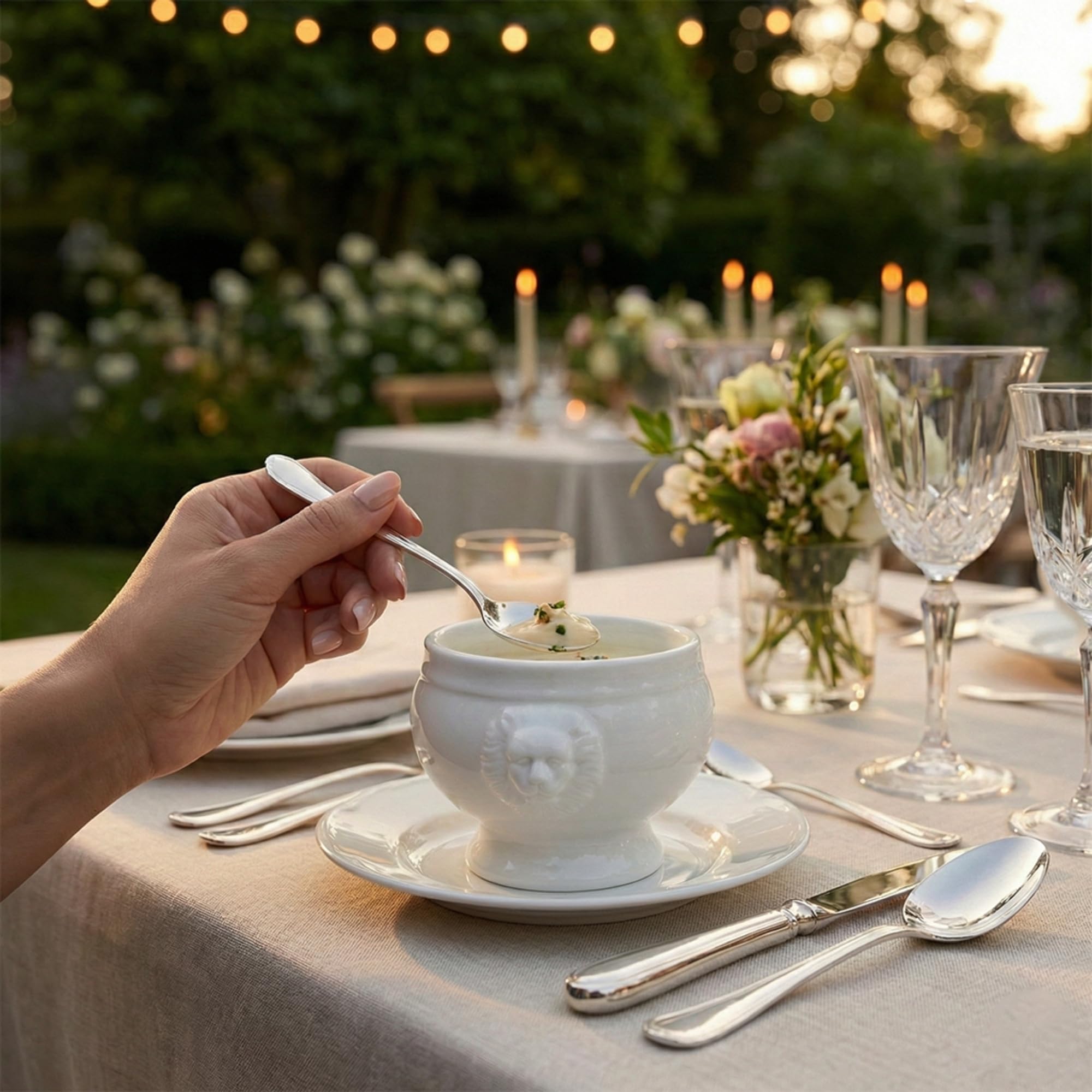 Restaurantware Porcelain Bowls – 9-Piece Set with Lion Head Design