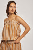 DARE Women's Sleeveless Embroidered Strap Top with Contrast Detailing