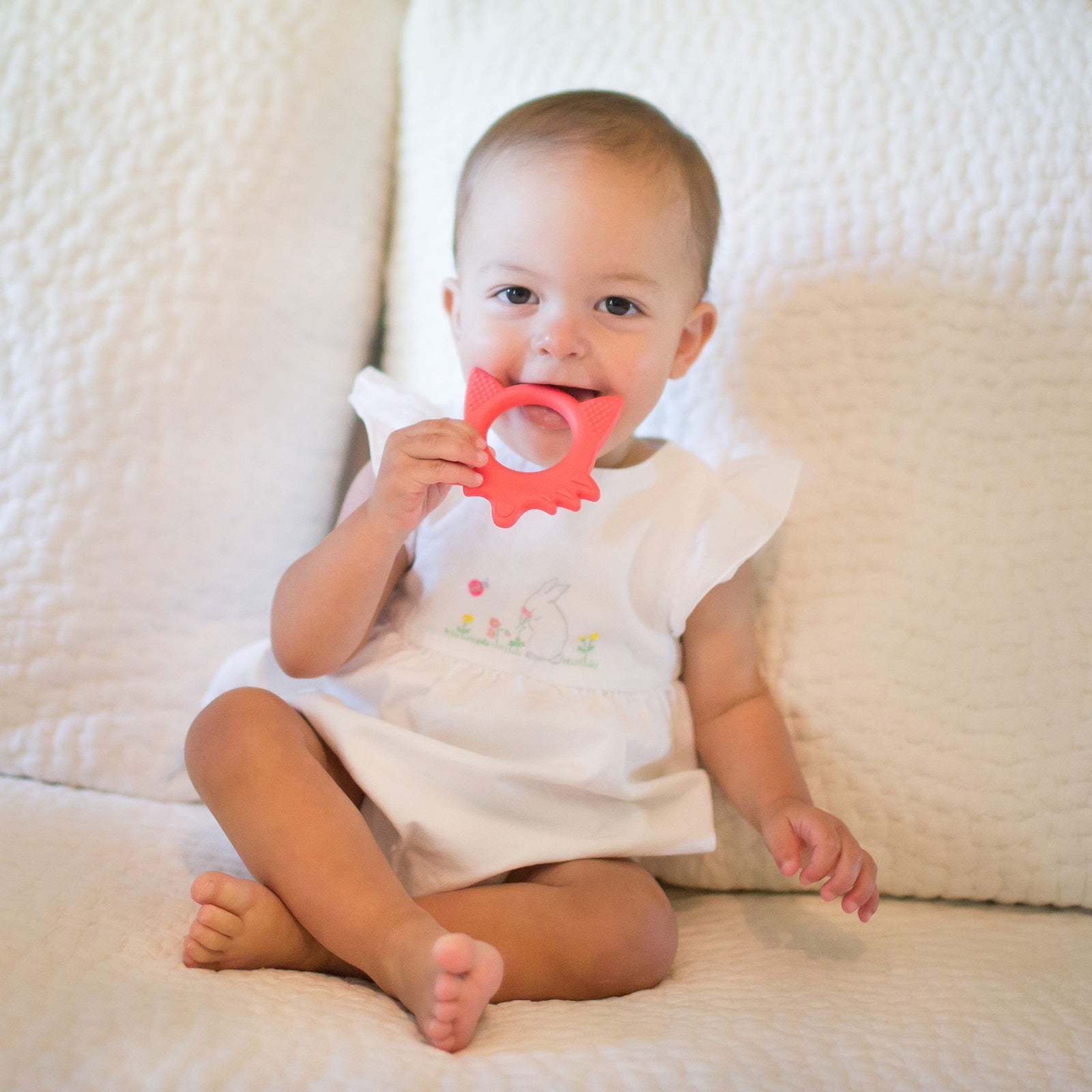 Dr. Brown's Flexees Friends Red  Fox, Soft 100% Silicone Baby Teether, BPA Free, 3m+