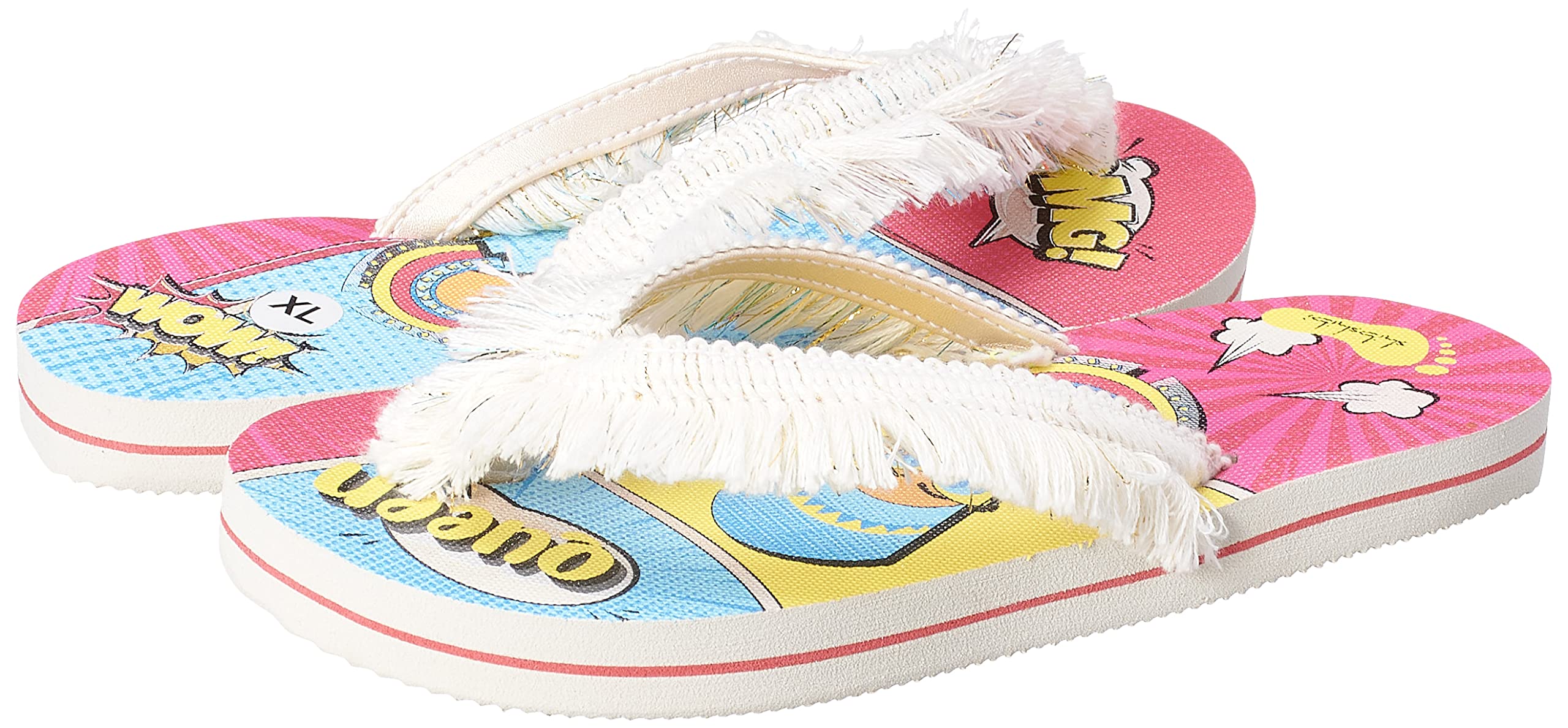 Shibshibi Girls’ Rubber Flip Flop – White Fabric Strap
