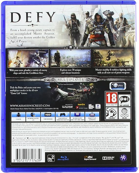 Ubisoft Assassin’s Creed IV Black Flag PlayStation Hits PS4 Action Adventure Game – Safqqa Egypt
