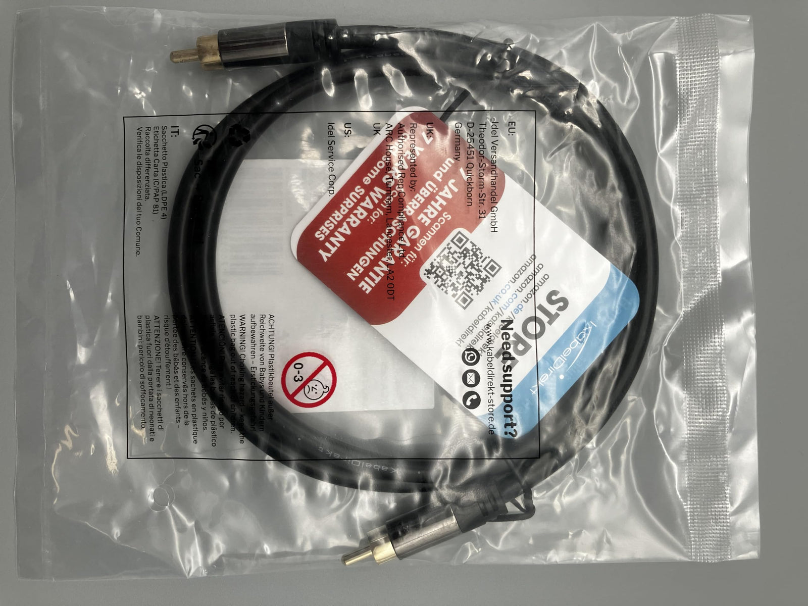 كابل توصيل مضخم الصوت KabelDirekt 341 بطول 1 متر RCA/فونو، 1 إلى RCA/فونو، صوت/رقمي/فيديو (مقابس محورية ذكر/ذكر، لمضخم الصوت/Hi-Fis، إشارات الصوت/الفيديو المركب، 75 أوم) أسود