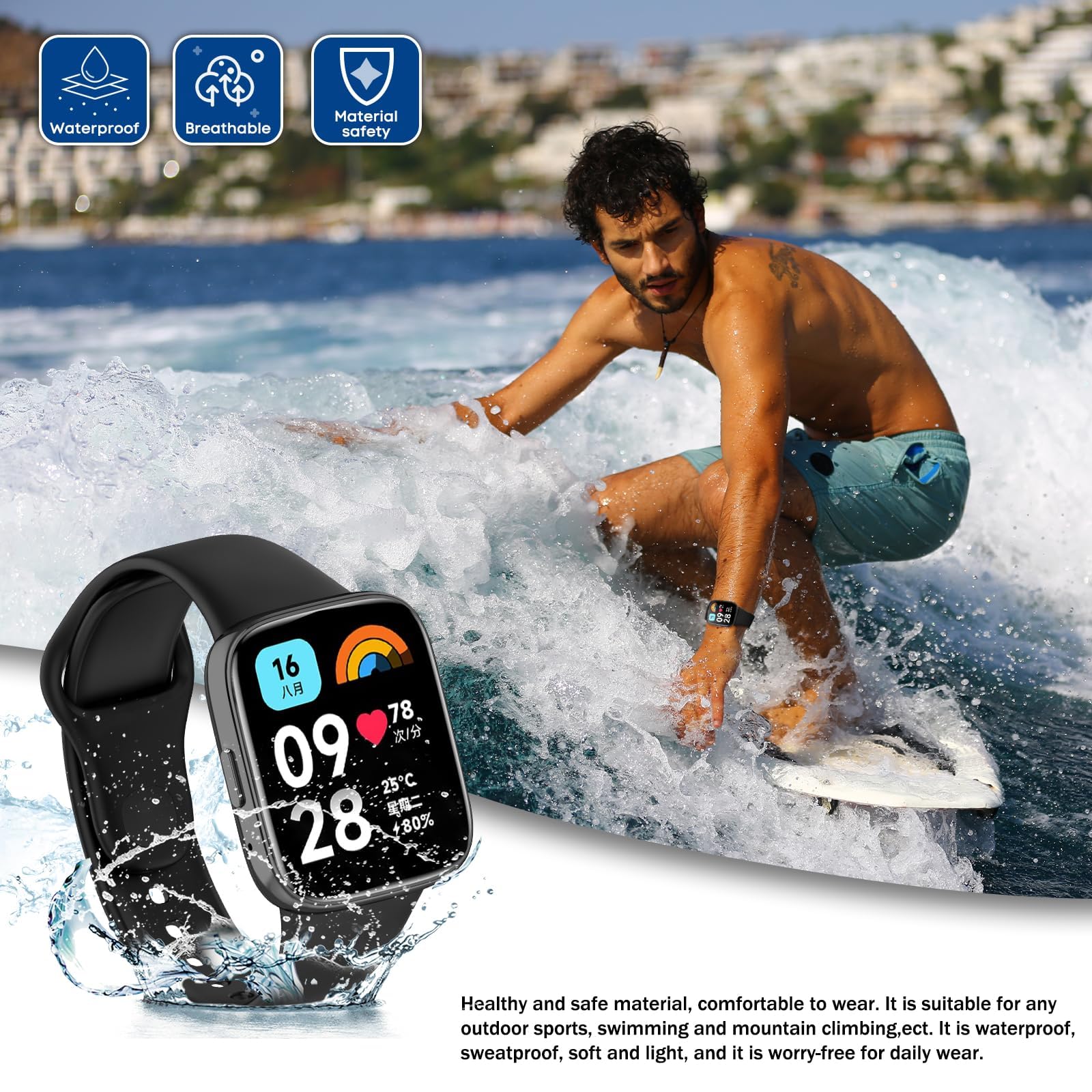 سوار ساعة من Dl3 Mobilak السيليكون سوارًا بديلًا مصممًا ليتوافق مع ساعة Xiaomi Redmi Watch 3.  – Safqqa Egypt