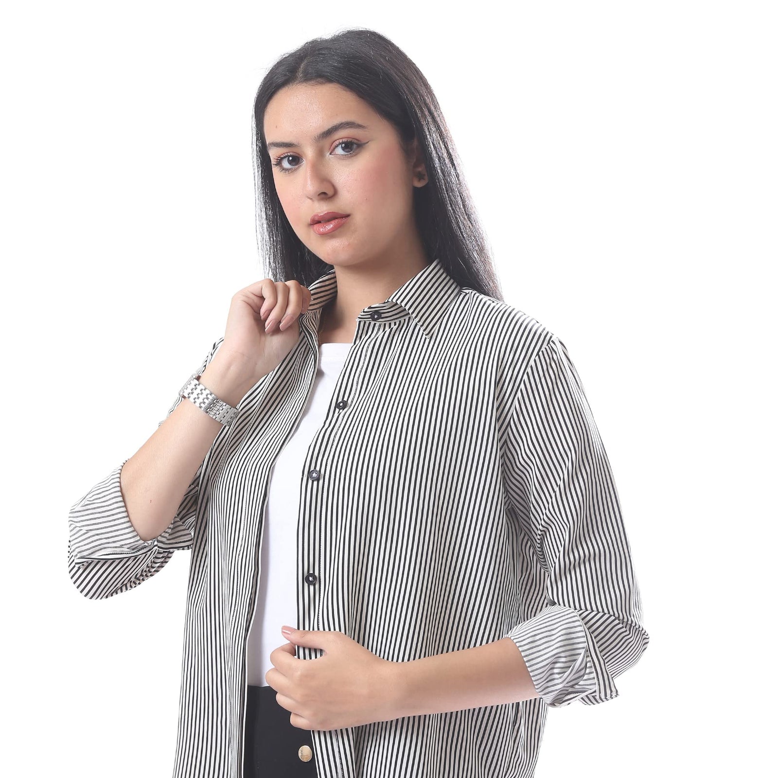 Andora Stripped Shirt For Women,Versatile style suitable for work or casual outings.