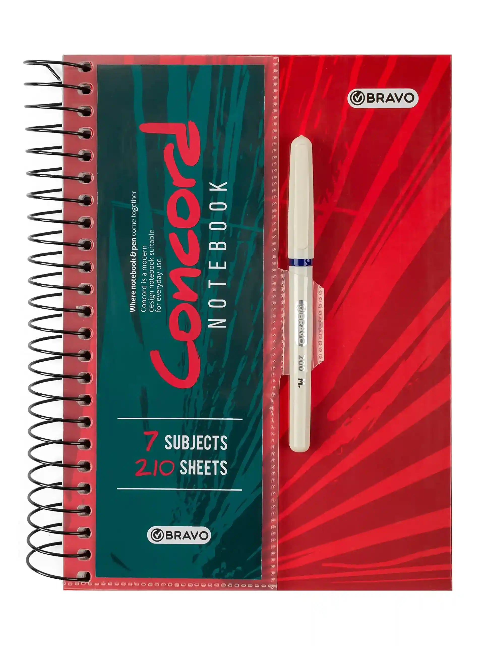 Bravo Note Book A4-210 Sheets With Free Pen -7 subjects