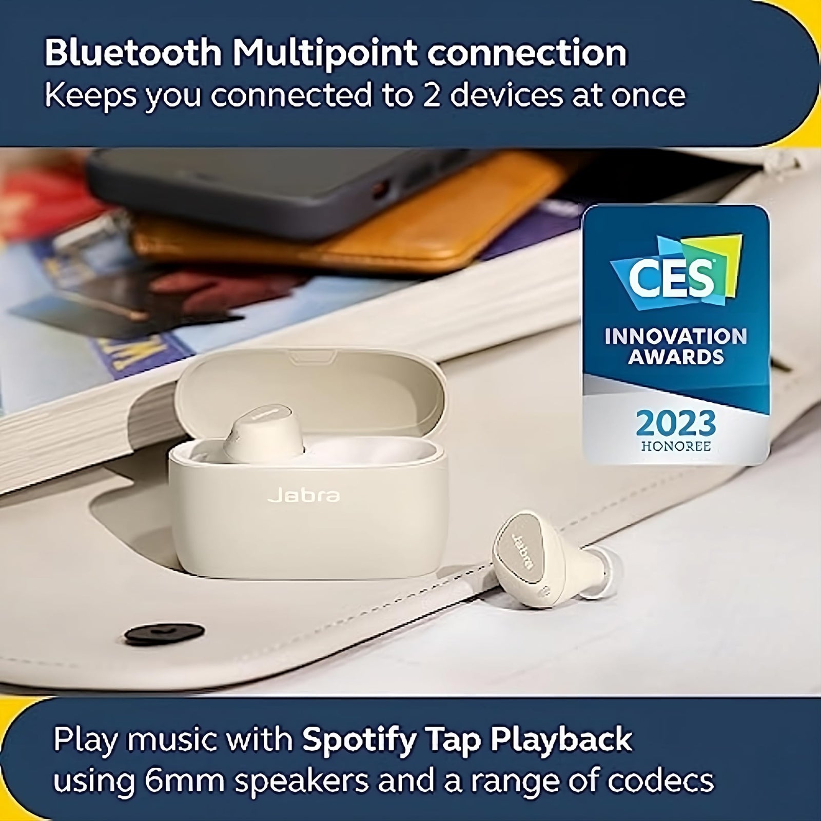 Jabra Elite 5 True Wireless In Ear Bluetooth Earbuds with Hybrid Active Noise Cancellation (ANC), 6 built-in Microphones for Clear Calls, Small Ergonomic Fit and 6 mm Speakers