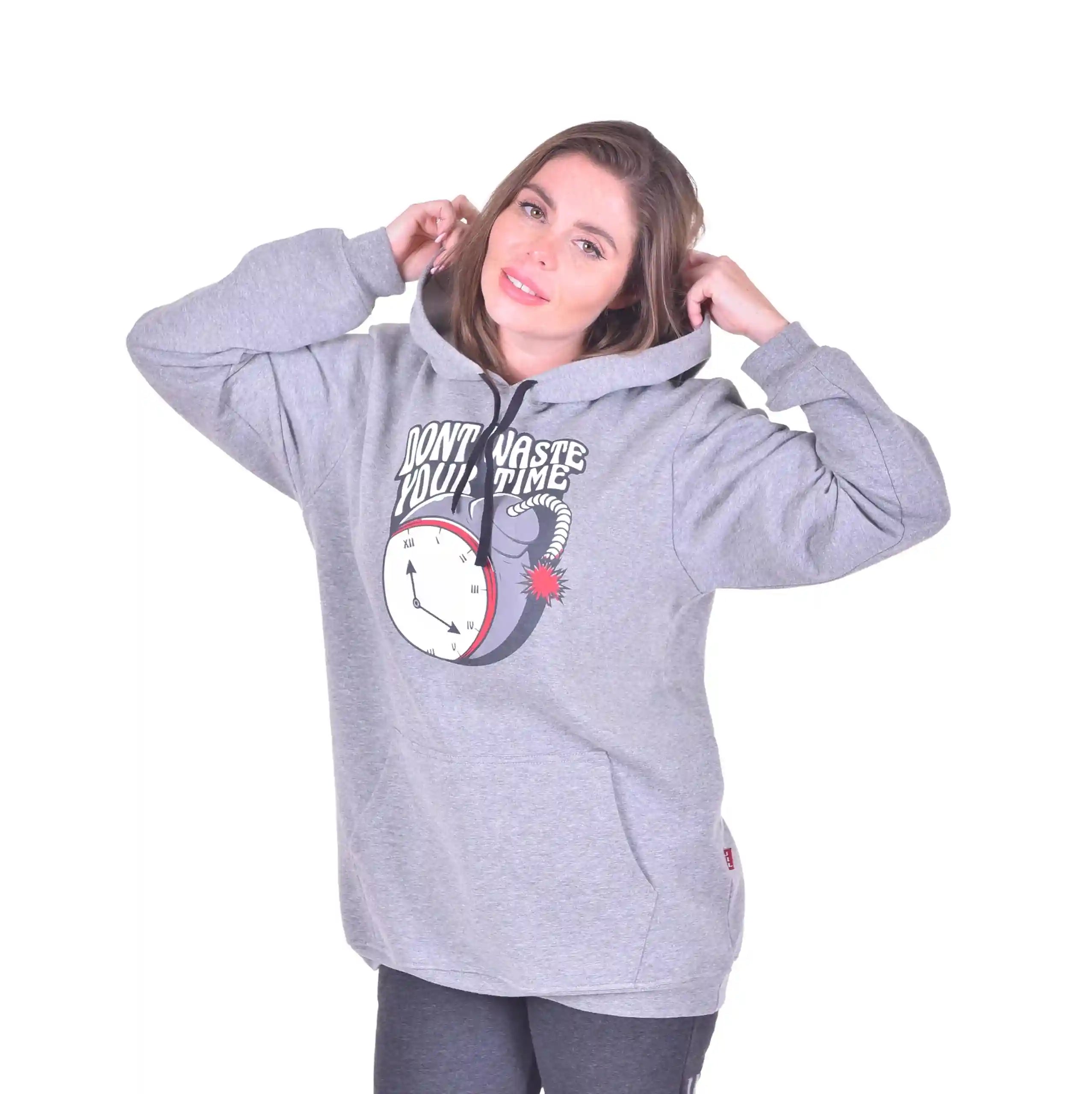 JIL Men sweatshirt cotton melton brushed grey melange printed, 3 - Safqqa Egypt