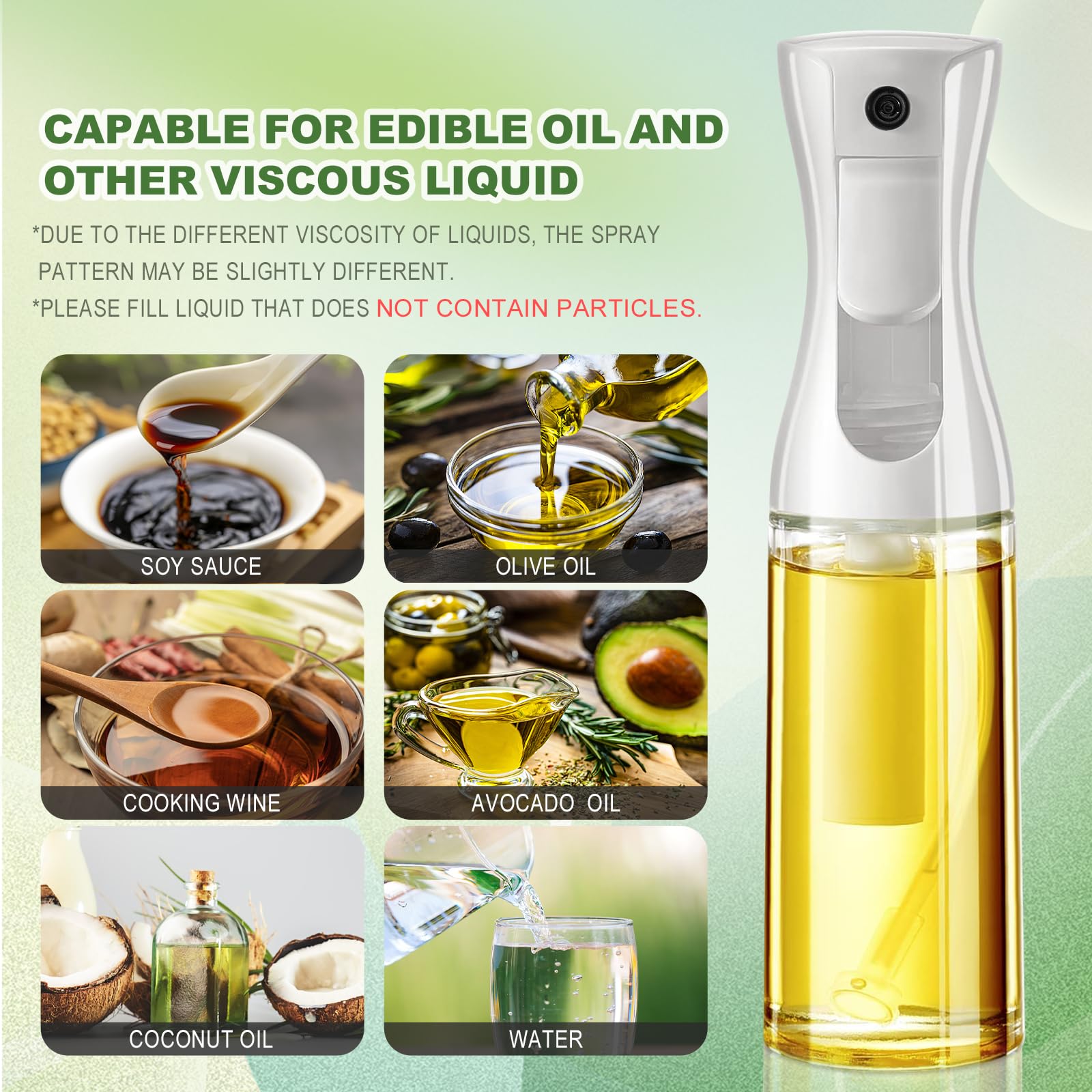 زجاجة بخاخ زيت JQYJLX – سعة 220 مل من زجاج آمن للطعام هي أداة عملية وأنيقة للمطبخ لاستخدامها في الطهي وتتبيل الطعام. مصنوعة من زجاج عالي الجودة وآمن للطعام، تتيح لك هذه الزجاجة رش زيت الزيتون أو الزيوت