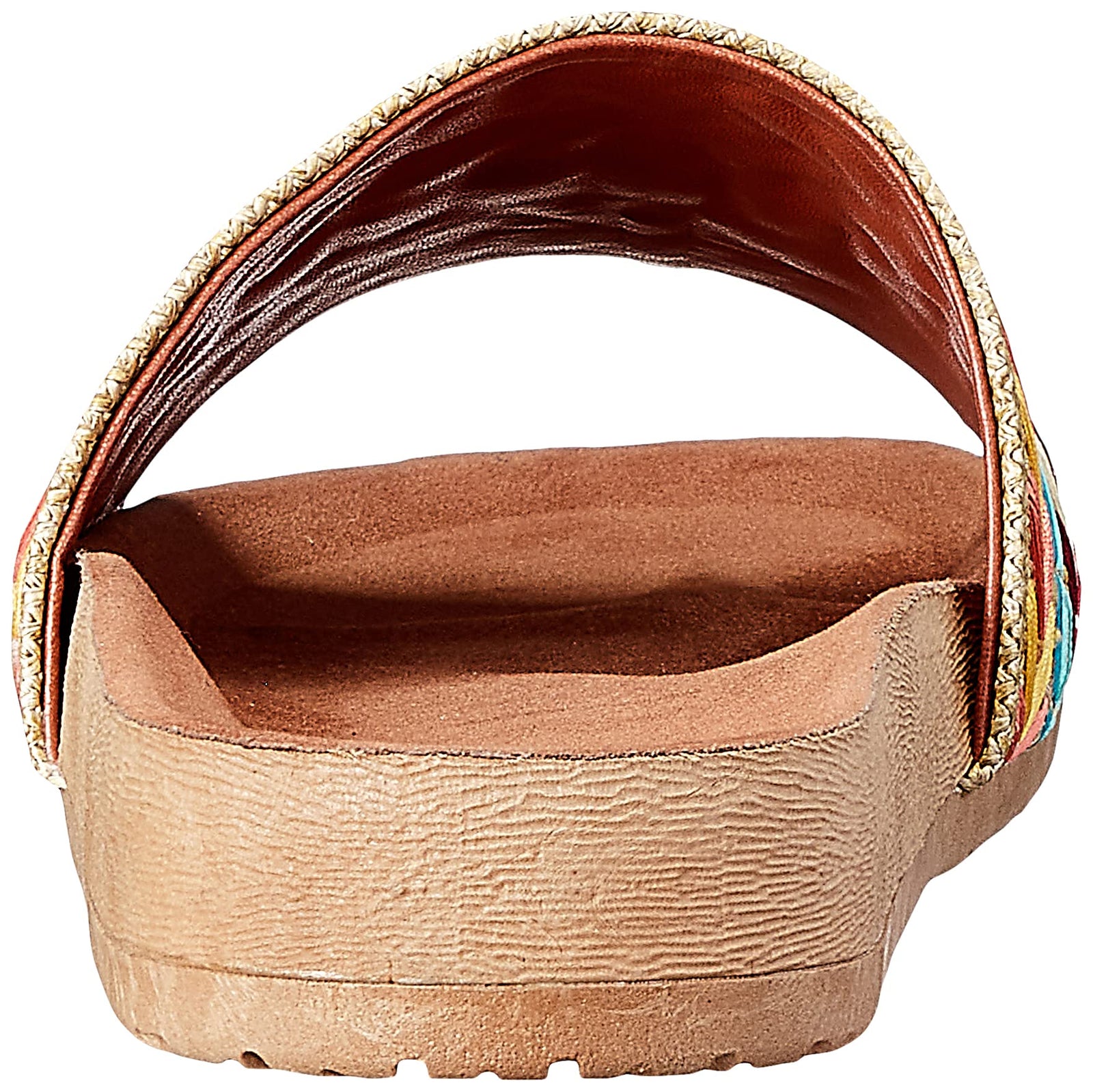Deeda Faux-Leather Embroidery Detail Slide Slippers for Women - Yellow and Orange