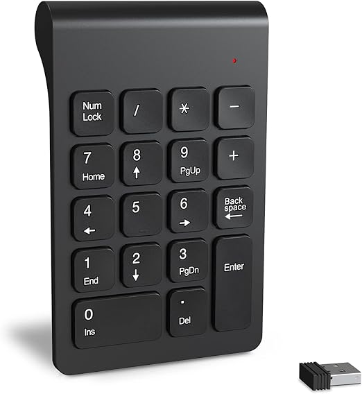 2.4G Wireless Numeric Keypad – Slim, Silent & Ergonomic 18-Key Number Pad with USB Receiver - Safqqa Egypt