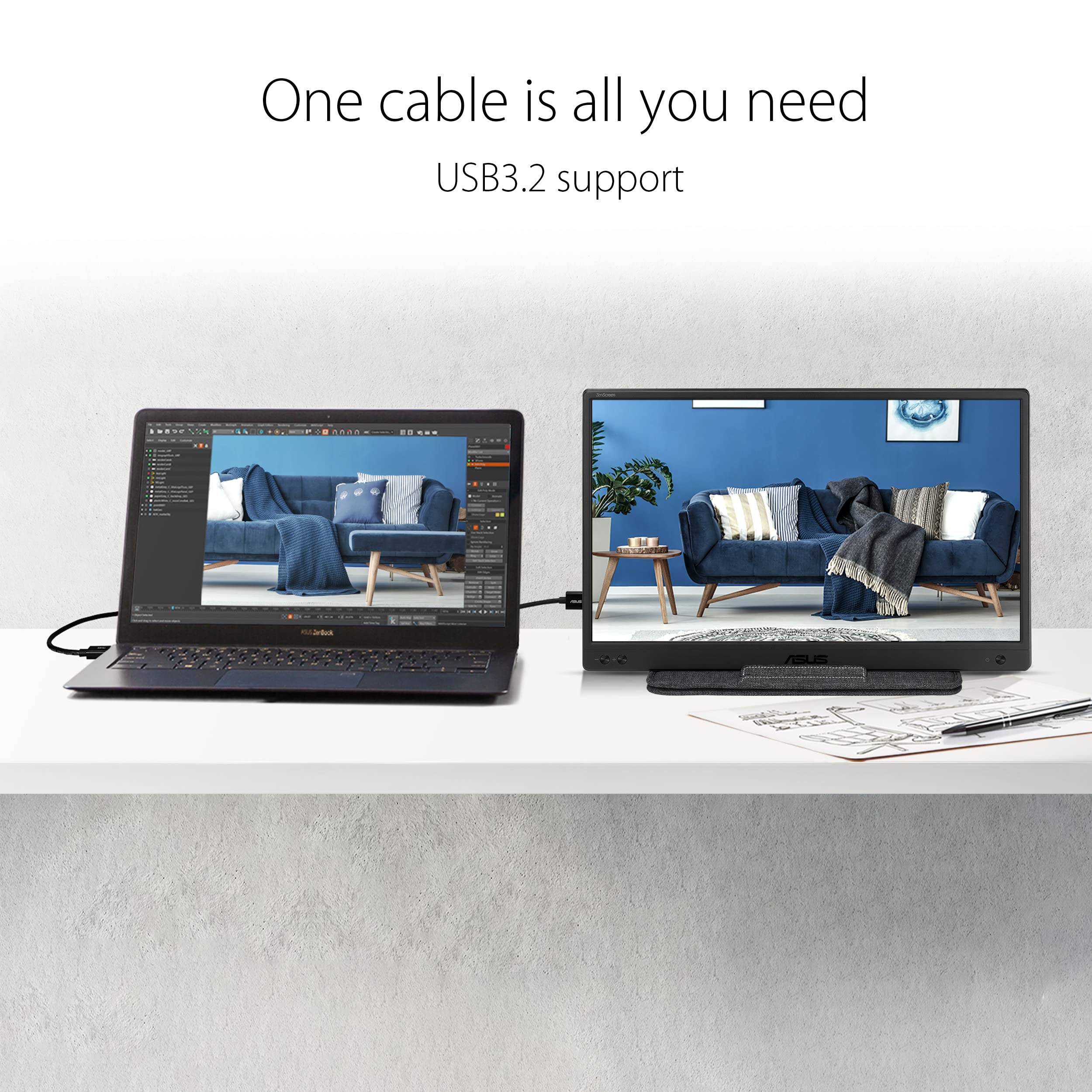 شاشة محمولة من أسوس زين سكرين 15.6 بوصة فل إتش دي USB  – Safqqa Egypt