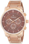 Venice f5017-ipr-c stainless steel brown-dial round analog watch for men - gold