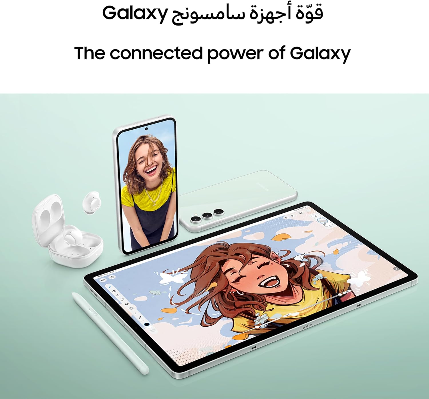 جهاز سامسونج جالاكسي تاب S9 بشبكة الجيل الخامس وذاكرة 6 جيجابايت وسعة 128 جيجابايت لون أخضر نعناعي بحالة علبة مفتوحة – Safqqa Egypt