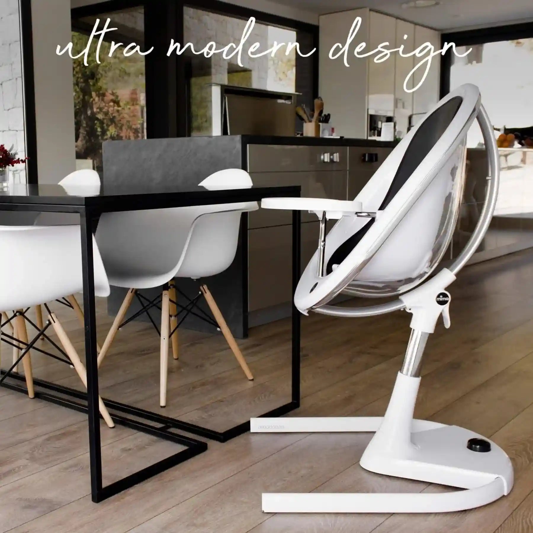 Mima High Chair for Babies, White Stable and secure design with safety harness