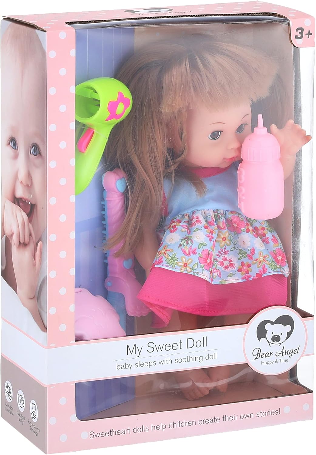 Baby doll with accessories for girls - 3358-3f