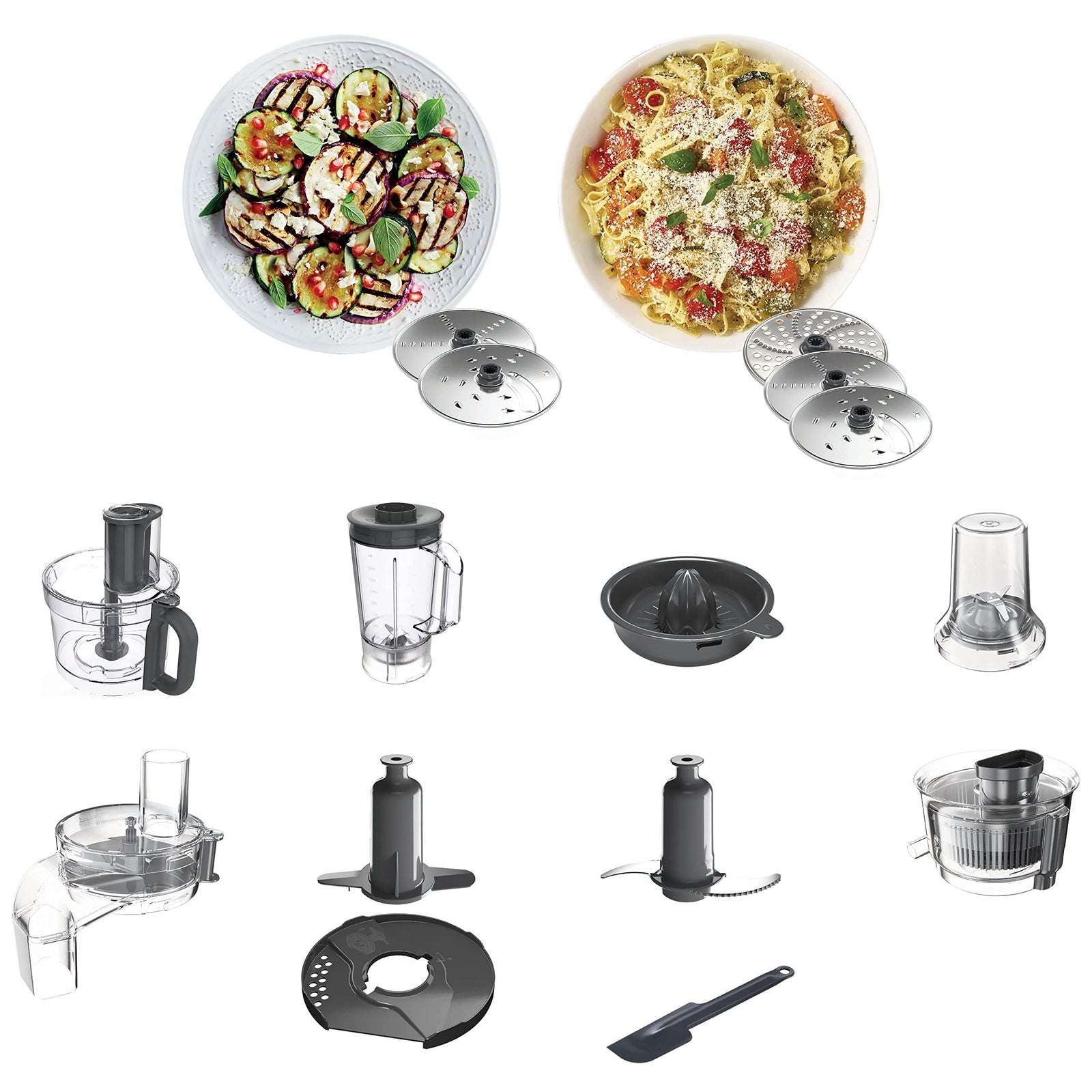 معالج طعام كينوود مالتي برو اكسبرس، وعاء سعة 3.0 لتر مع خدمة سريعة، خلاط سعة 1.2 لتر، خطاف عجين، خفاقة، 3 أقراص تقطيع وبرش، مطحنة متعددة، 1000 واط، FDP65.750WH، فضي. 