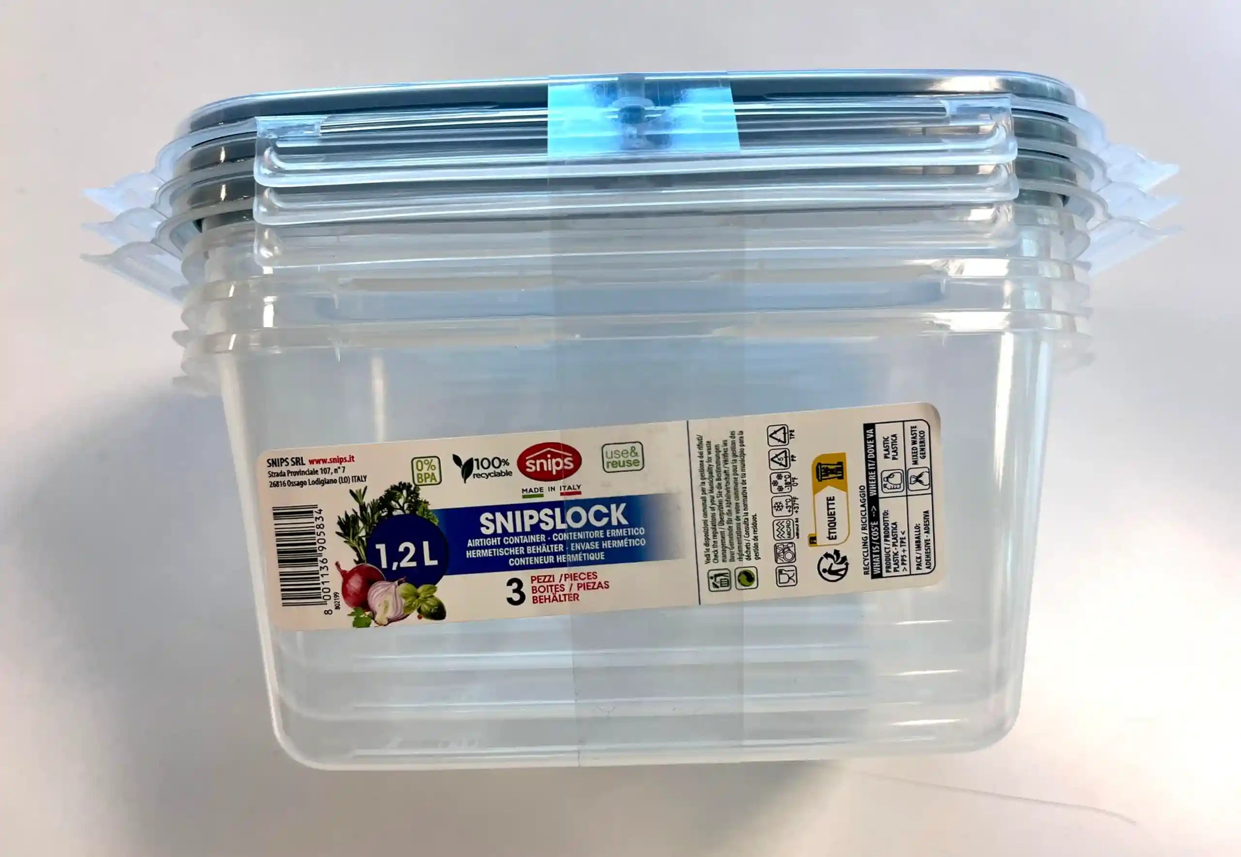 مجموعة حاويات تخزين مستطيلة Snips – 3 قطع، 1.2 لتر