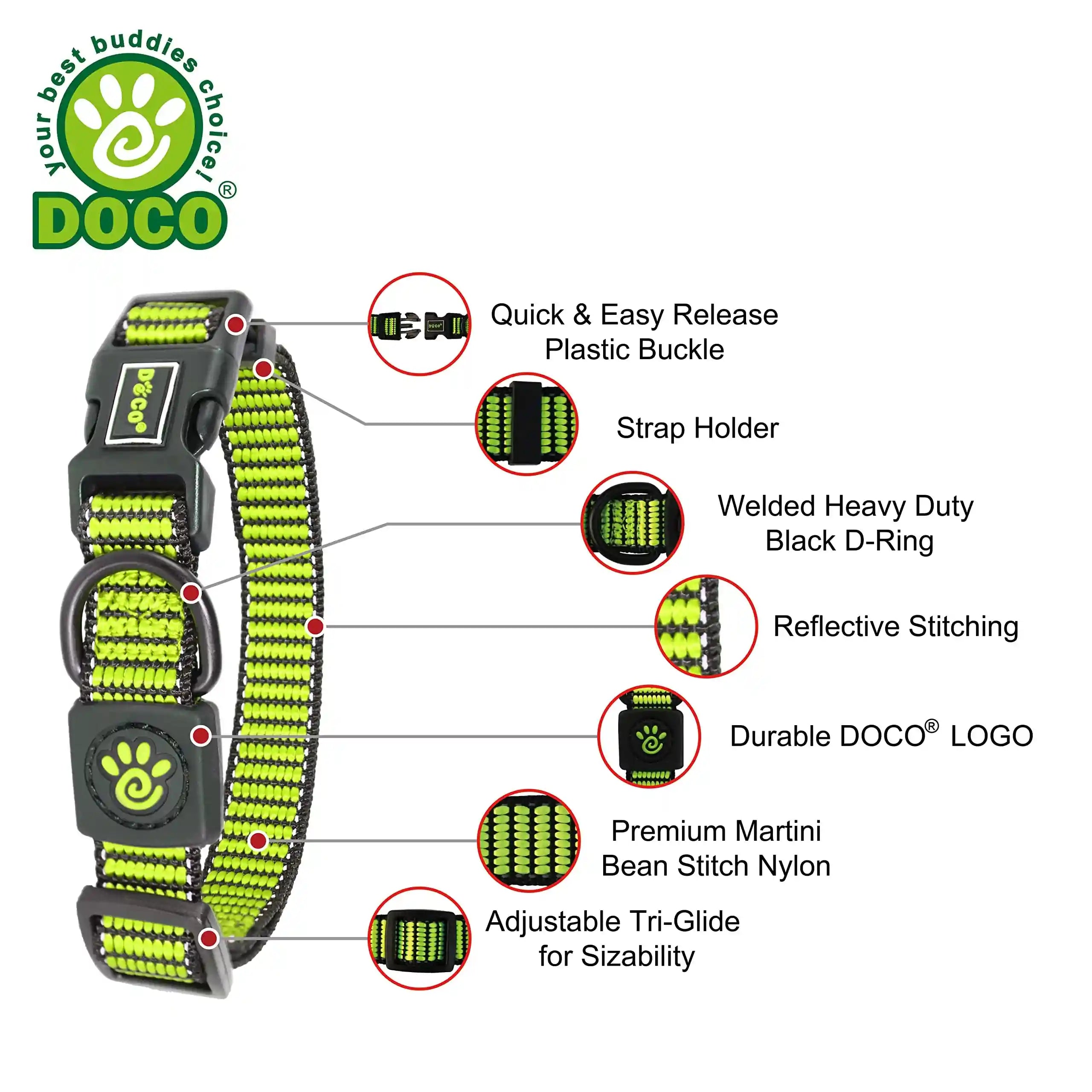 DOCO® Martini Bean Collar (DCS008) Sizes - XS, Color - Lemon - Safqqa Egypt