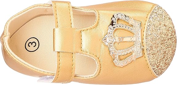 MIX & MAX girls Faux Leather Crown-Detail Mary Jane