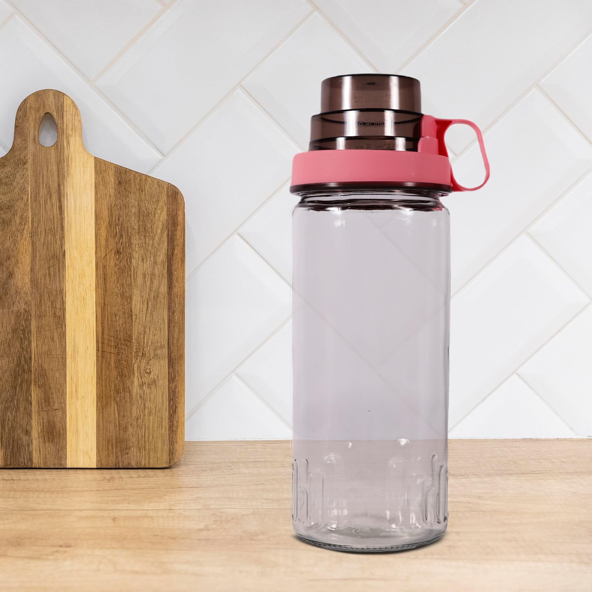 Herevin Measure Cup Canister - 1.46L Capacity, Salmon, Transparent Lid, Measurement Markings, Made in Turkey (Kitchen, Baking, Meal Prep) - Safqqa Egypt