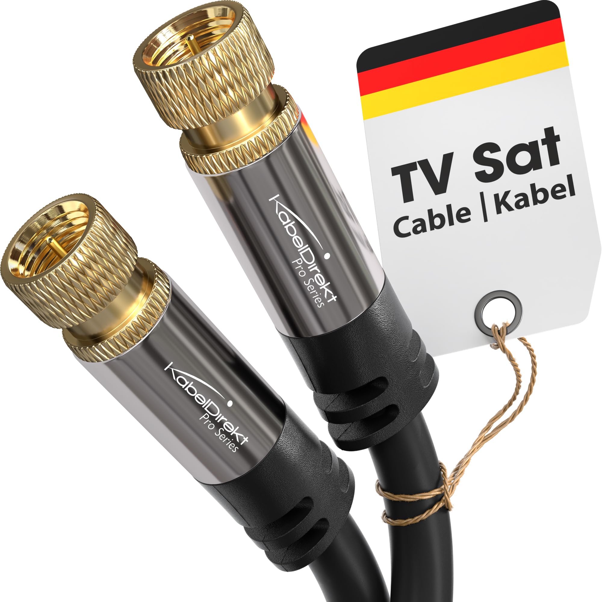 كابل فيديو صوتي محوري رقمي بطول 15 متر من KabelDirekt 397/كابل قمر صناعي (Coax F Pin to Pin، تلفزيون قمر صناعي، مودم، HDTV، DVB-T2، DVB-C، DVB-S) سلسلة PRO باللون الأسود