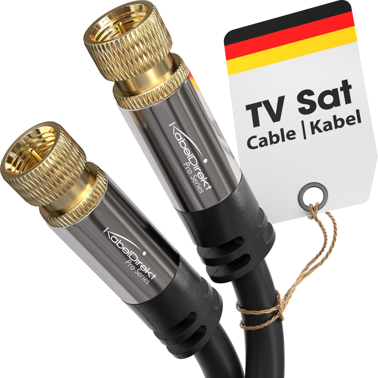 كابل فيديو صوتي محوري رقمي بطول 15 متر من KabelDirekt 397/كابل قمر صناعي (Coax F Pin to Pin، تلفزيون قمر صناعي، مودم، HDTV، DVB-T2، DVB-C، DVB-S) سلسلة PRO باللون الأسود