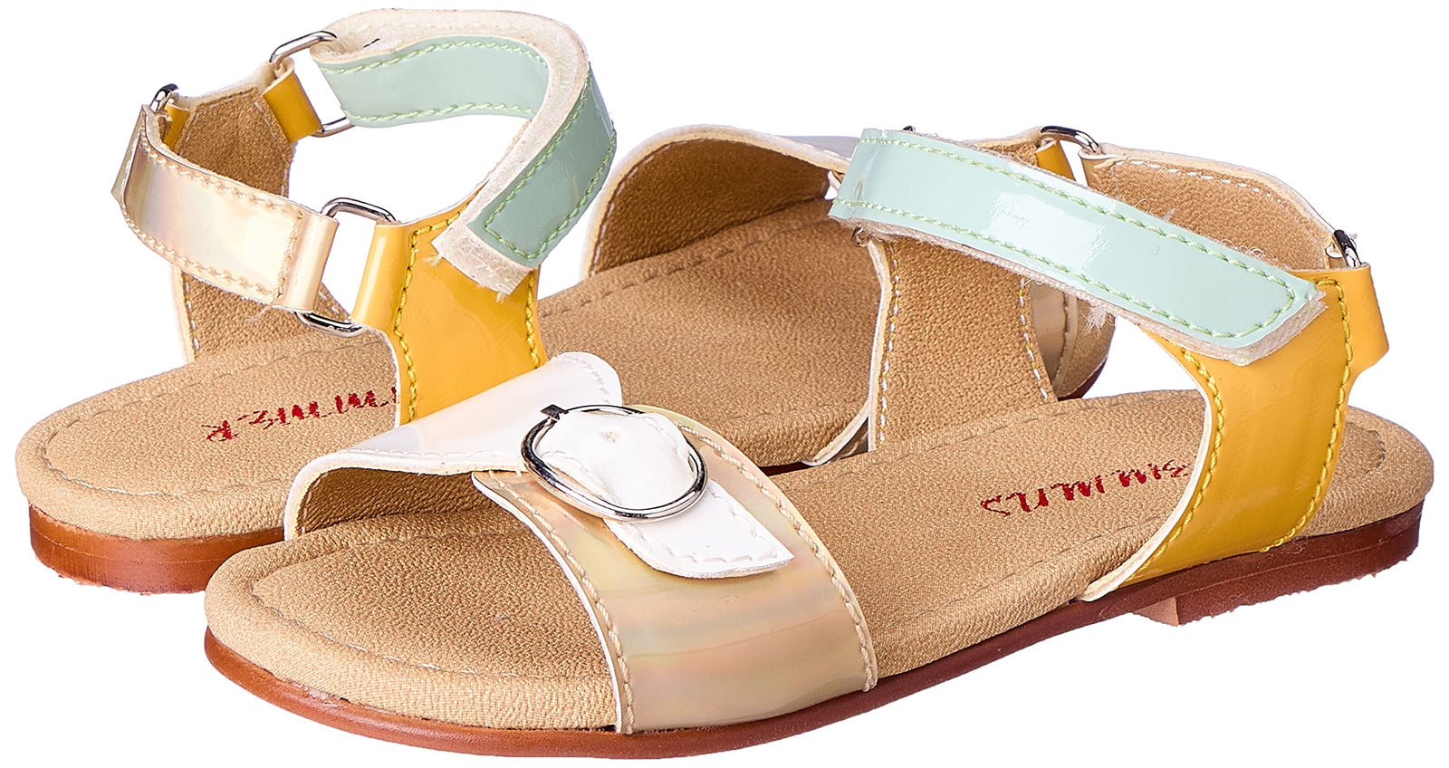 Summer Slingback Velcro Closure Flat Sandals for Girls