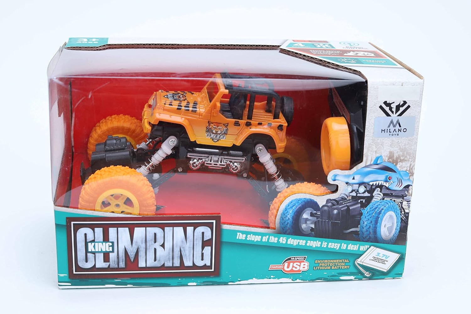 Climbing King Car - Rock Climbing Car - 27MHz High-Speed Remote Control Car with Charger, Orange & Black